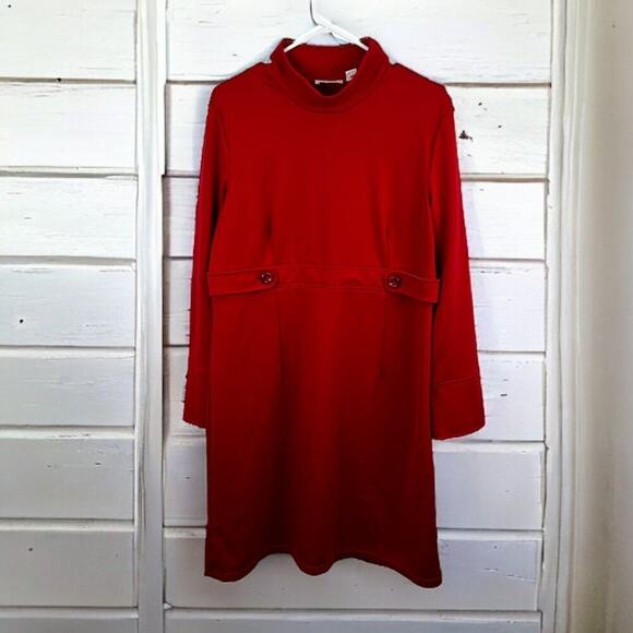 Cato Womens plus 16 Red Cotton Long Sleeve Maxi Dress button - Picture 1 of 5